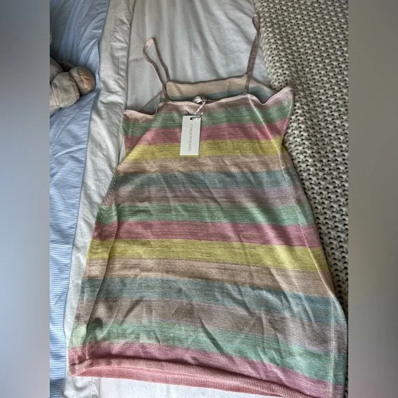 NWT love shack fancy Lessie mini dress rainbow pastel sunrise - Picture 2 of 5